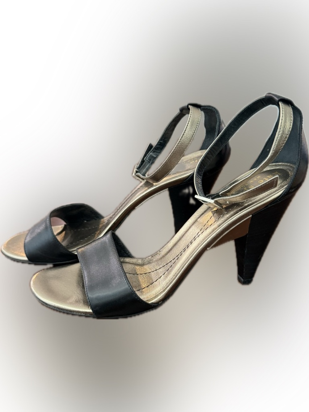 kate spade Black and Silver Ankle-Strap Open-Toe Heels - Picture 2 of 7